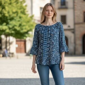 Style and Co. Flowered Top with 3/4 inch sleeves Size Medium